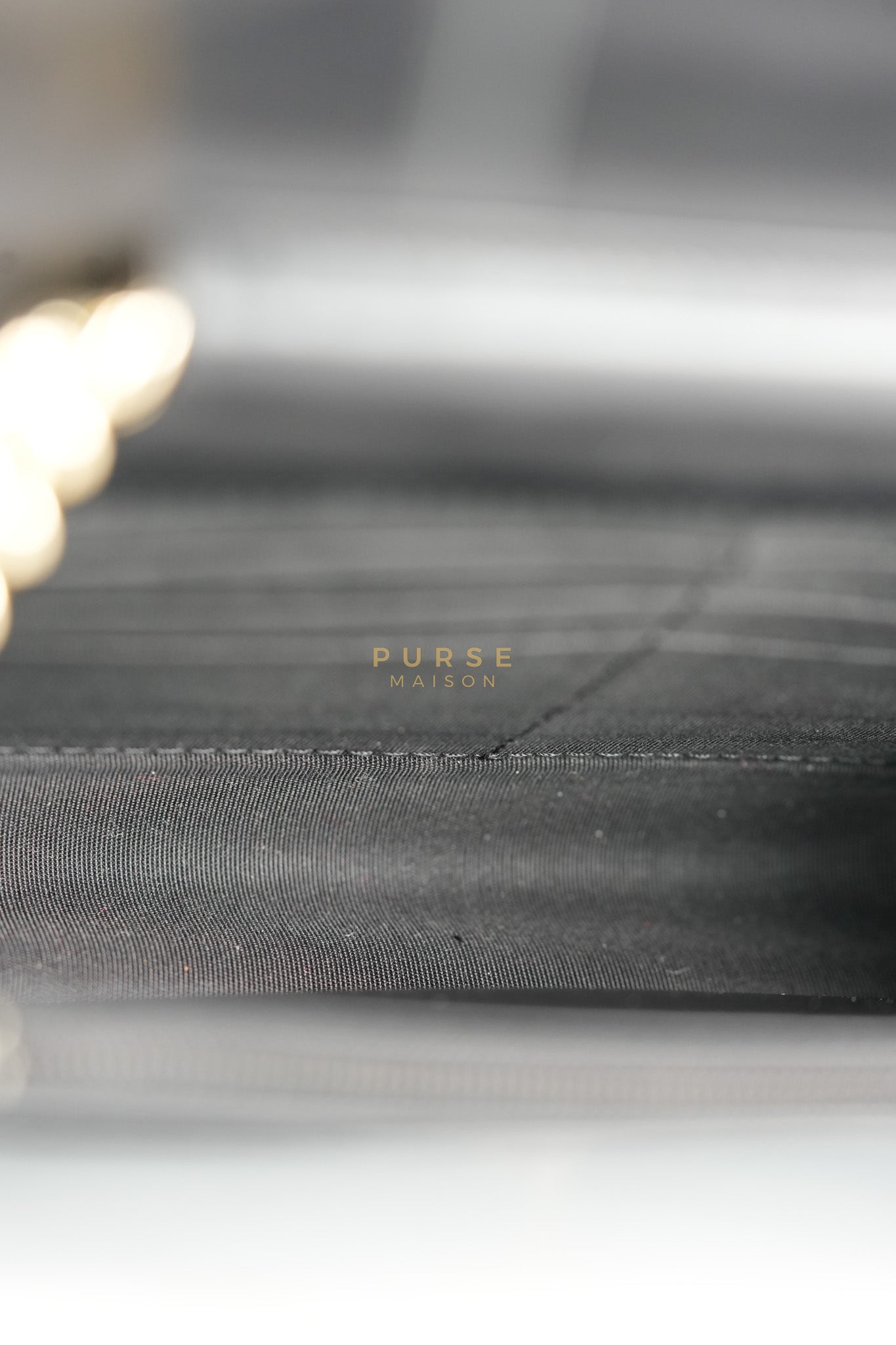 Boy Wallet on Chain (WOC) in Black Caviar Leather & Light Gold Hardware Series 28 | Purse Maison Luxury Bags Shop