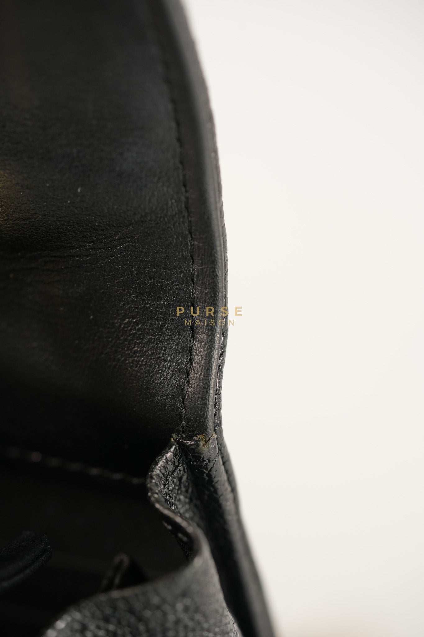 Boy Wallet on Chain (WOC) in Black Caviar Leather & Light Gold Hardware Series 28 | Purse Maison Luxury Bags Shop