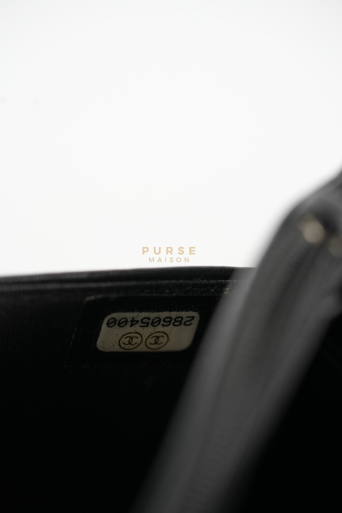 Boy Wallet on Chain (WOC) in Black Caviar Leather & Light Gold Hardware Series 28 | Purse Maison Luxury Bags Shop