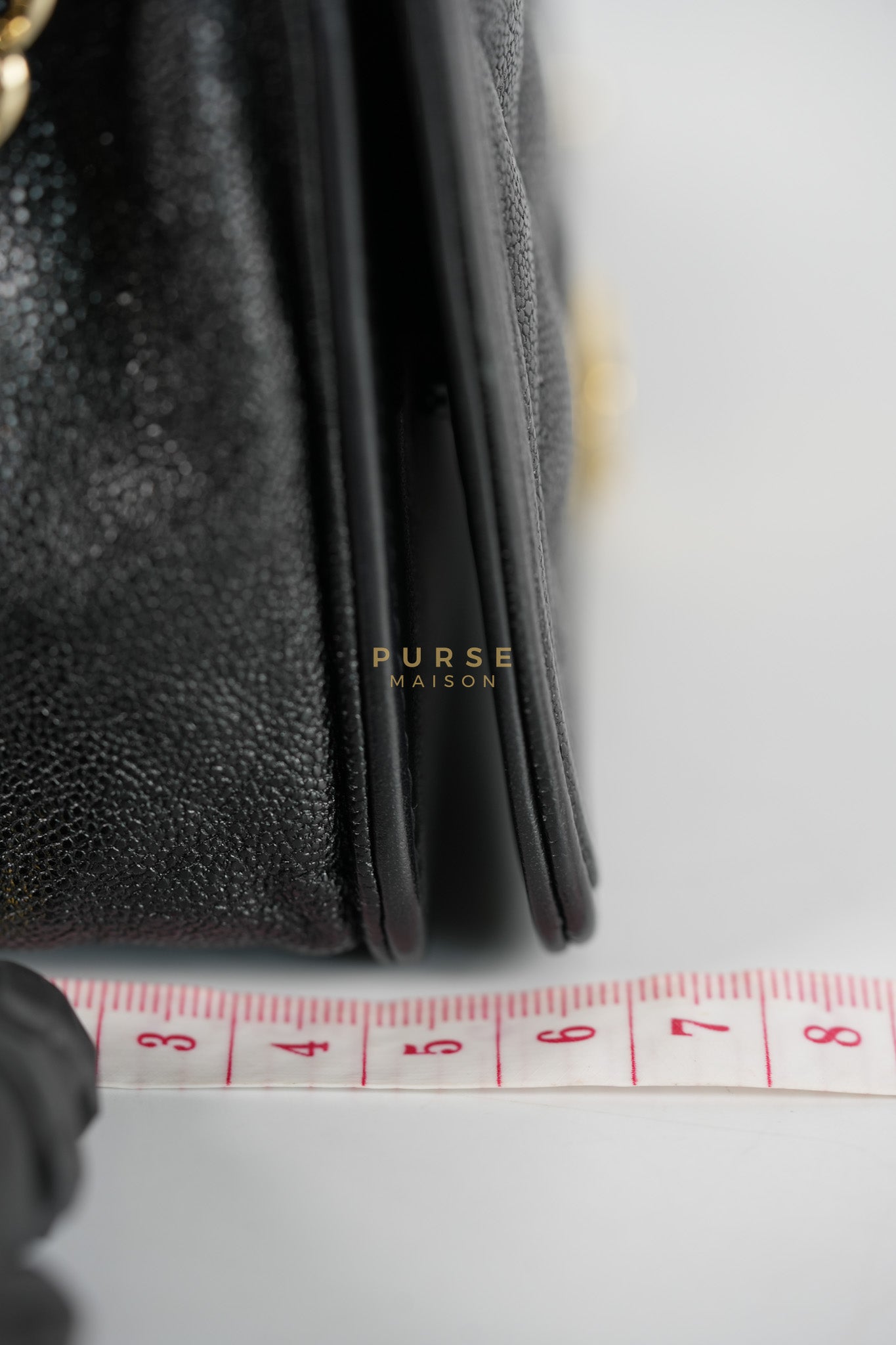 Boy Wallet on Chain (WOC) in Black Caviar Leather & Light Gold Hardware Series 28 | Purse Maison Luxury Bags Shop