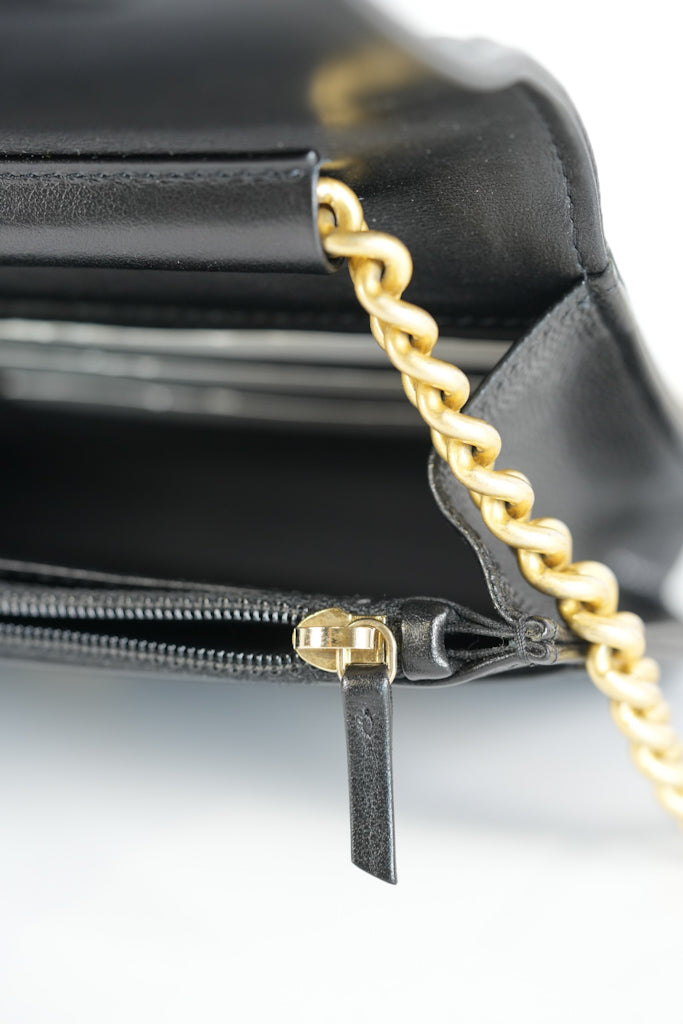 Boy Wallet On Chain (WOC) in Black Quilted Caviar Leather and Aged Gold Hardware Series 29 | Purse Maison Luxury Bags Shop