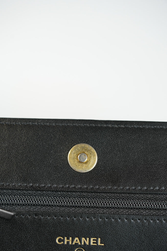 Boy Wallet On Chain (WOC) in Black Quilted Caviar Leather and Aged Gold Hardware Series 29 | Purse Maison Luxury Bags Shop