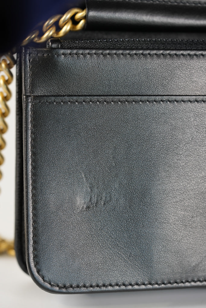 Boy Wallet On Chain (WOC) in Black Quilted Caviar Leather and Aged Gold Hardware Series 29 | Purse Maison Luxury Bags Shop