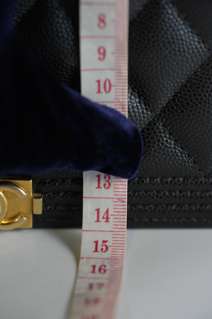 Boy Wallet On Chain (WOC) in Black Quilted Caviar Leather and Aged Gold Hardware Series 29 | Purse Maison Luxury Bags Shop