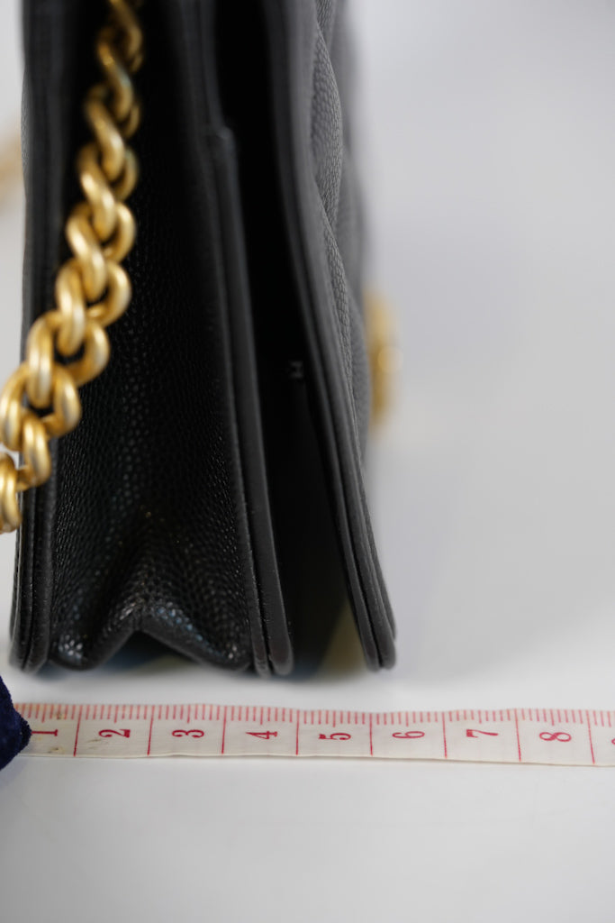 Boy Wallet On Chain (WOC) in Black Quilted Caviar Leather and Aged Gold Hardware Series 29 | Purse Maison Luxury Bags Shop