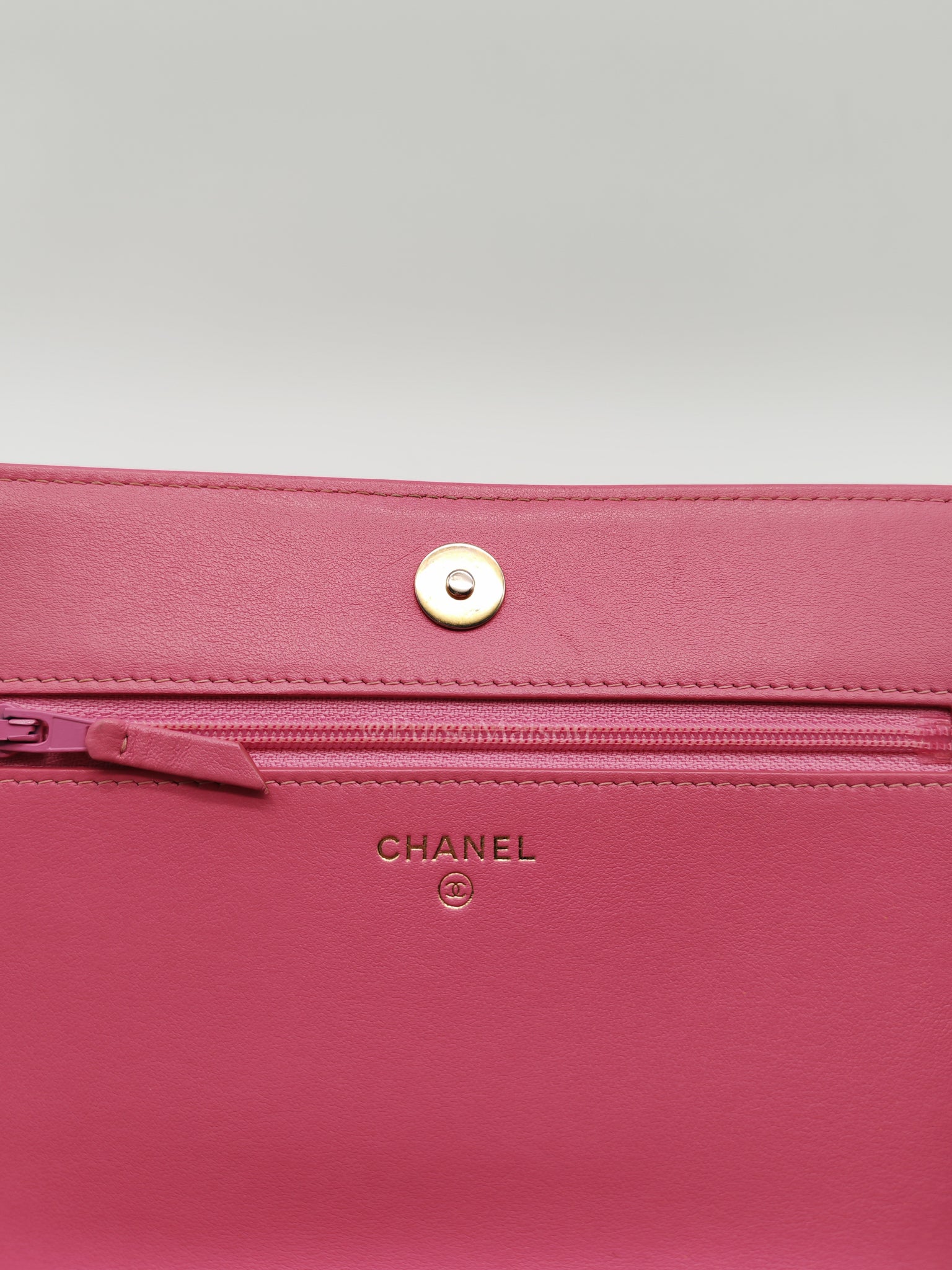 Boy Wallet On Chain (WOC) in Pink Calfskin Leather and Aged Gold Hardware Series 26 | Purse Maison Luxury Bags Shop