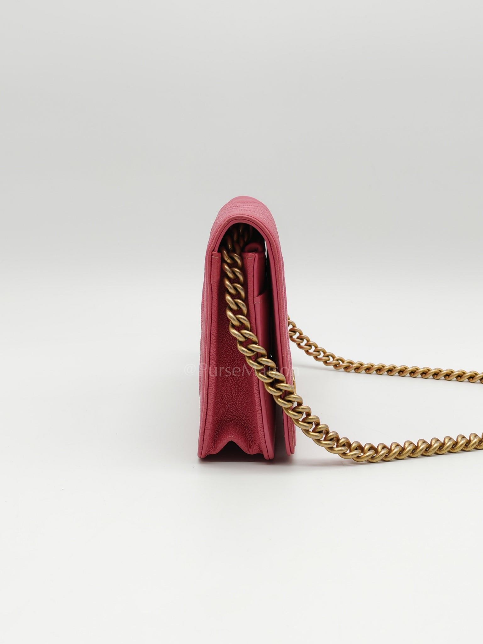 Boy Wallet On Chain (WOC) in Pink Calfskin Leather and Aged Gold Hardware Series 26 | Purse Maison Luxury Bags Shop