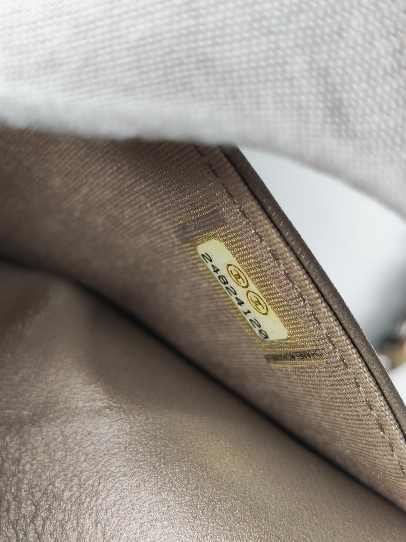 Boy Wallet On Chain (WOC) Metallic Brown in Caviar Leather and Ruthenium Hardware Series 24 | Purse Maison Luxury Bags Shop