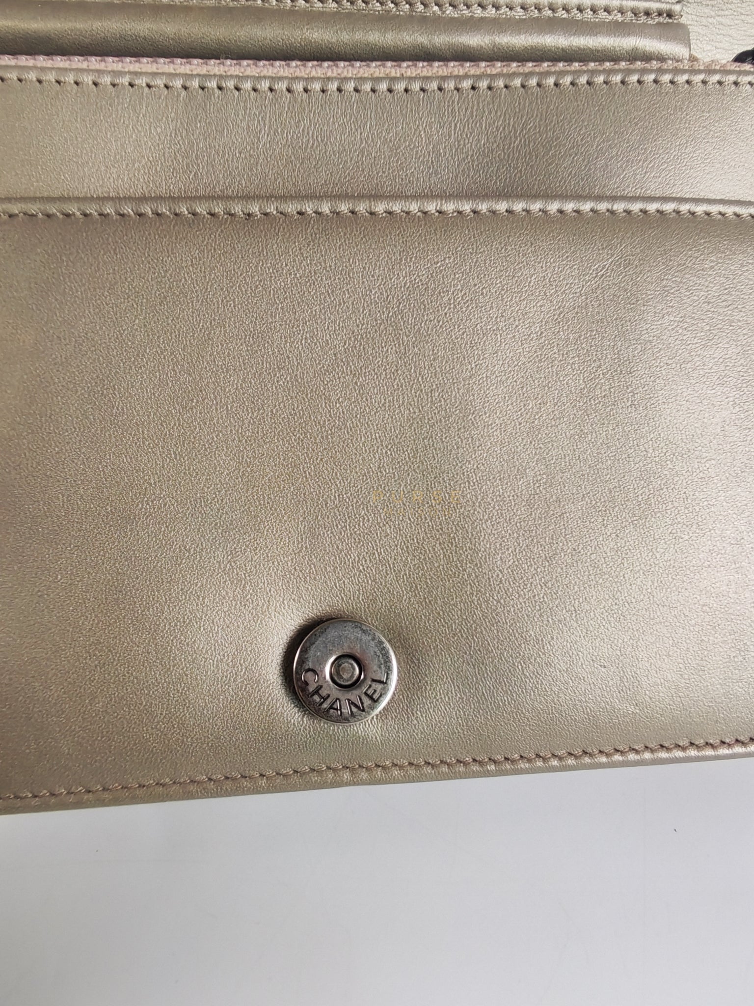 Boy Wallet On Chain (WOC) Metallic Brown in Caviar Leather and Ruthenium Hardware Series 24 | Purse Maison Luxury Bags Shop