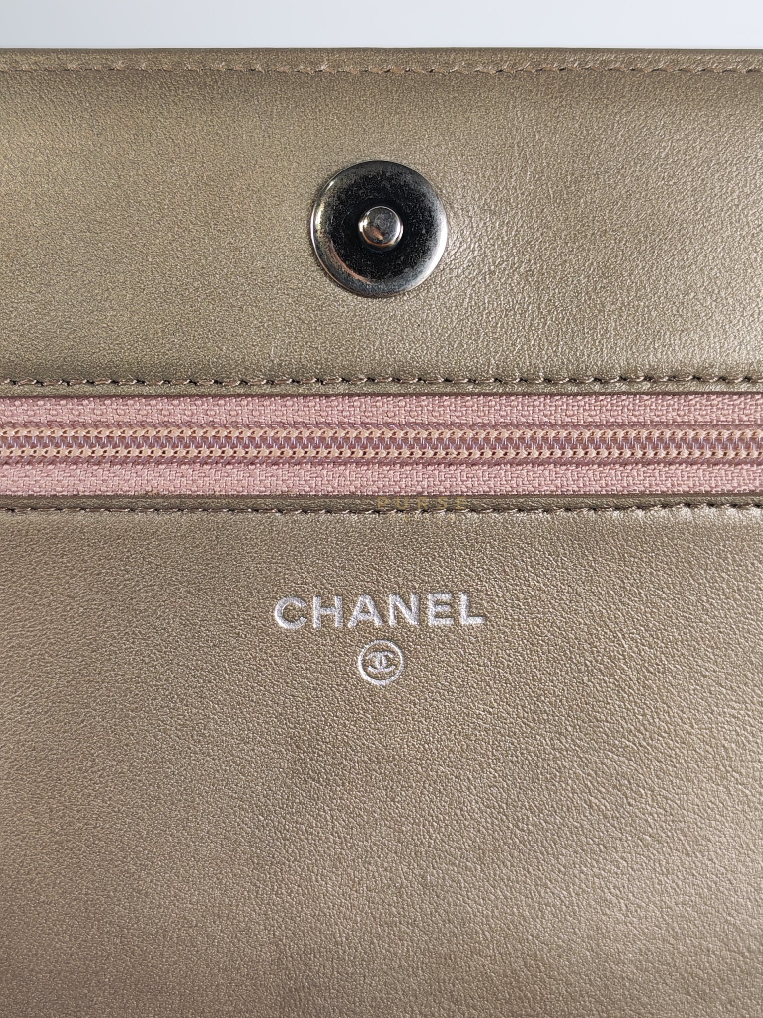 Boy Wallet On Chain (WOC) Metallic Brown in Caviar Leather and Ruthenium Hardware Series 24 | Purse Maison Luxury Bags Shop