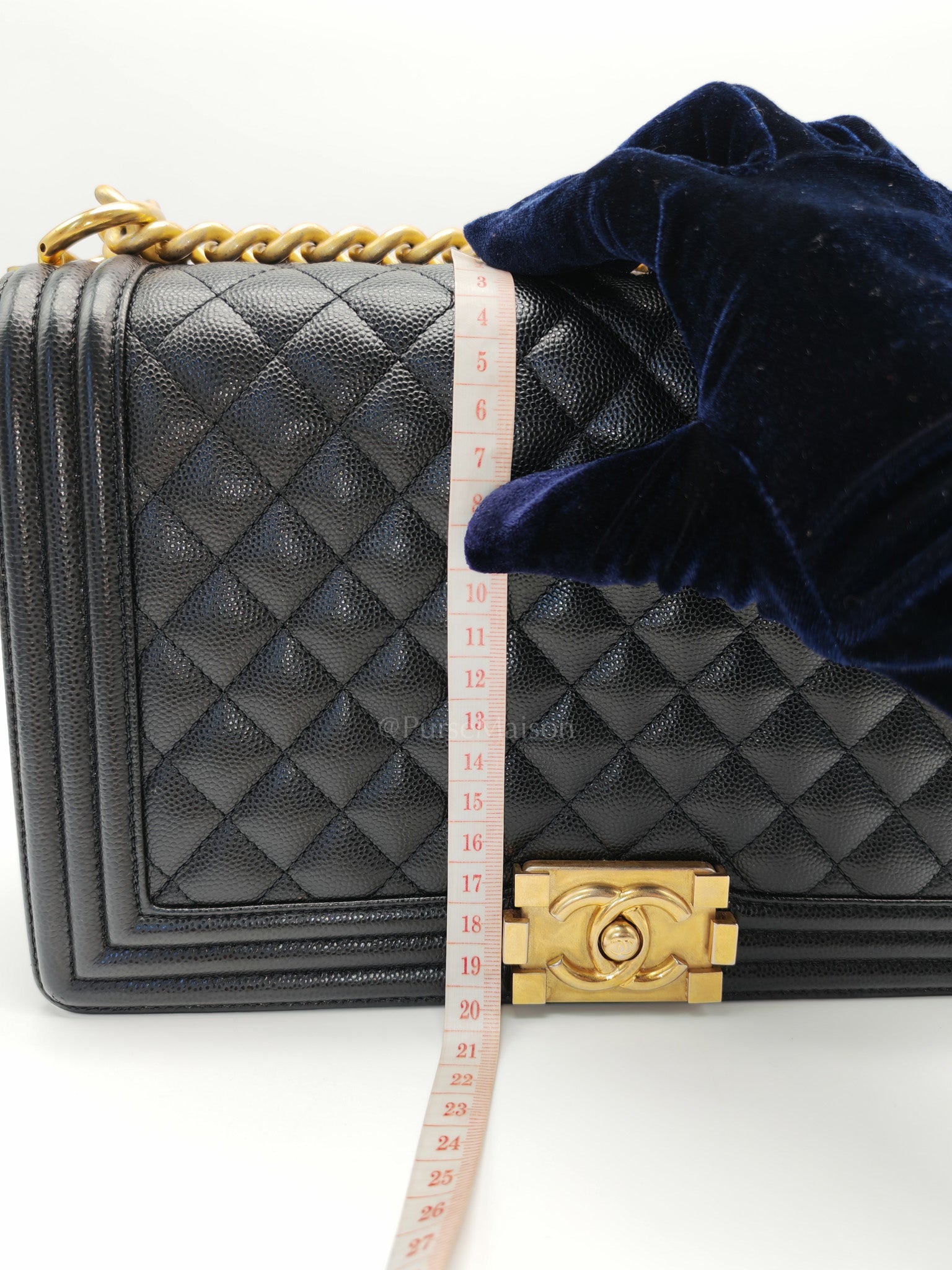 Le Boy New Medium in Black Quilted Caviar Leather & Aged Gold Hardware Series 28