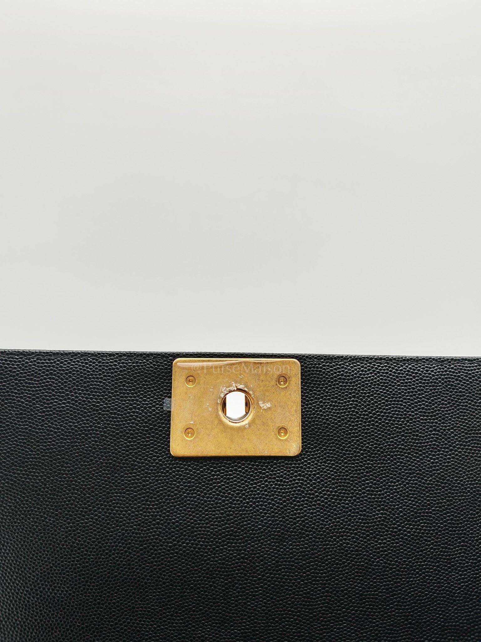 Boy Old Medium in Black Quilted Caviar Leather & Gold Hardware Microchip