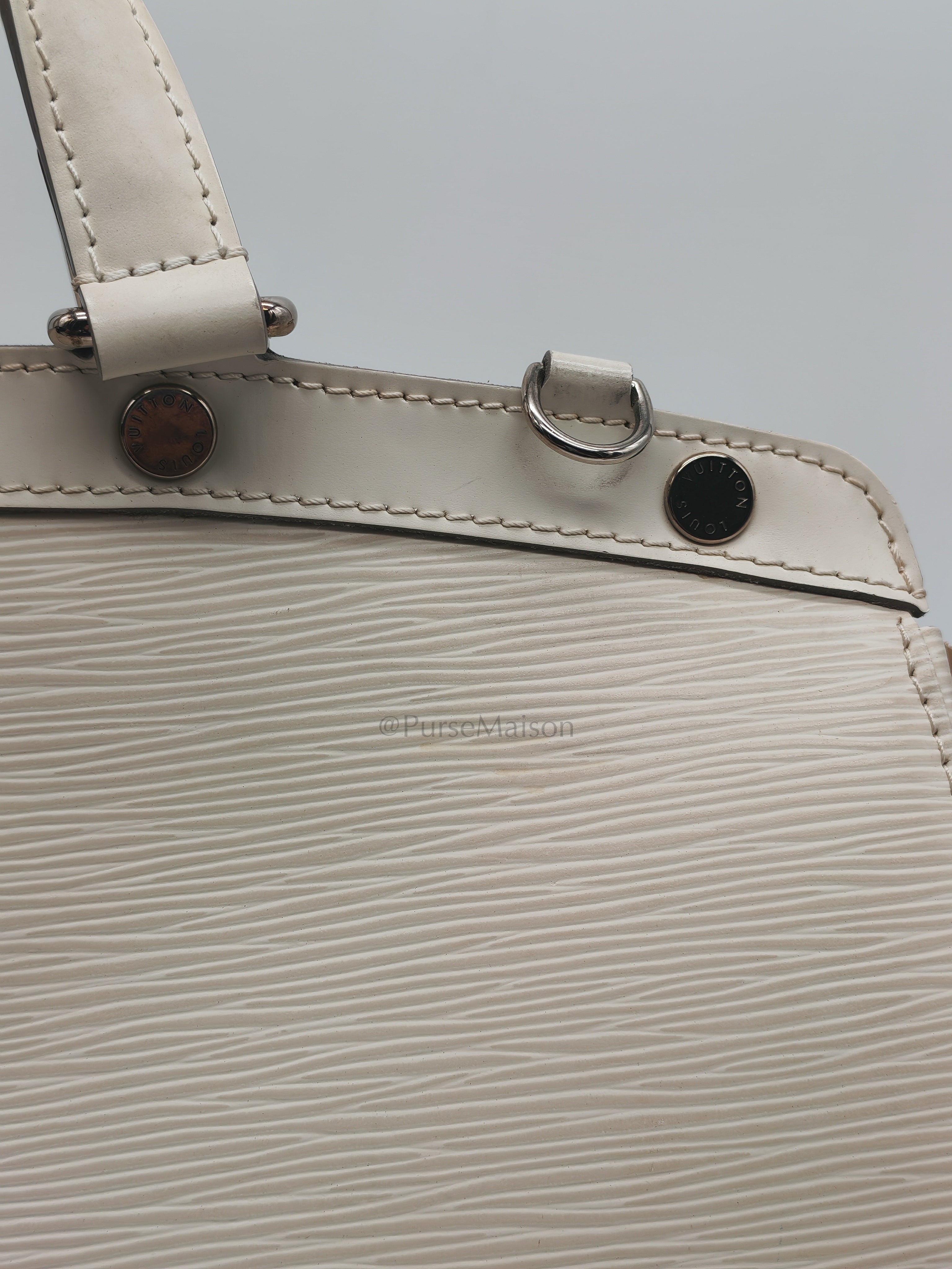 Brea GM in White Ivorie Epi Leather & Silver Hardware | Purse Maison Luxury Bags Shop