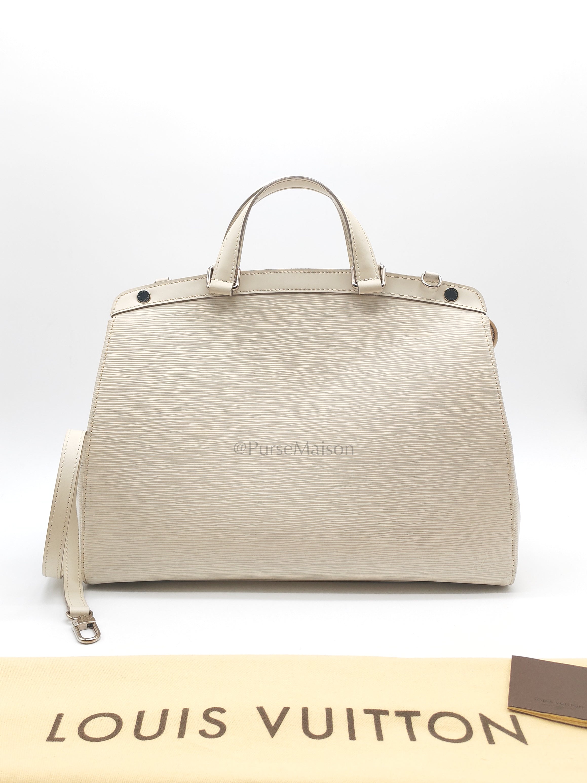 Brea GM in White Ivorie Epi Leather & Silver Hardware | Purse Maison Luxury Bags Shop