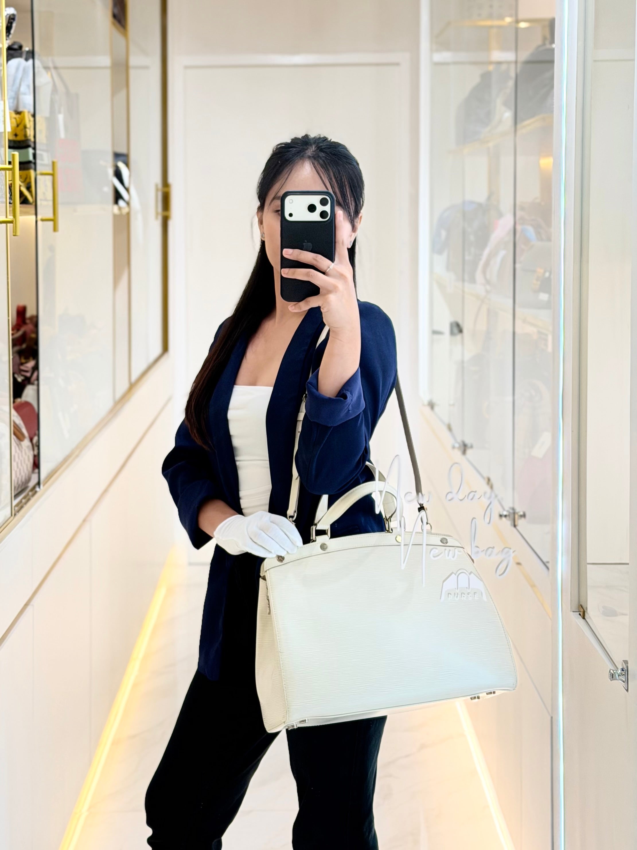 Brea GM in White Ivorie Epi Leather & Silver Hardware | Purse Maison Luxury Bags Shop