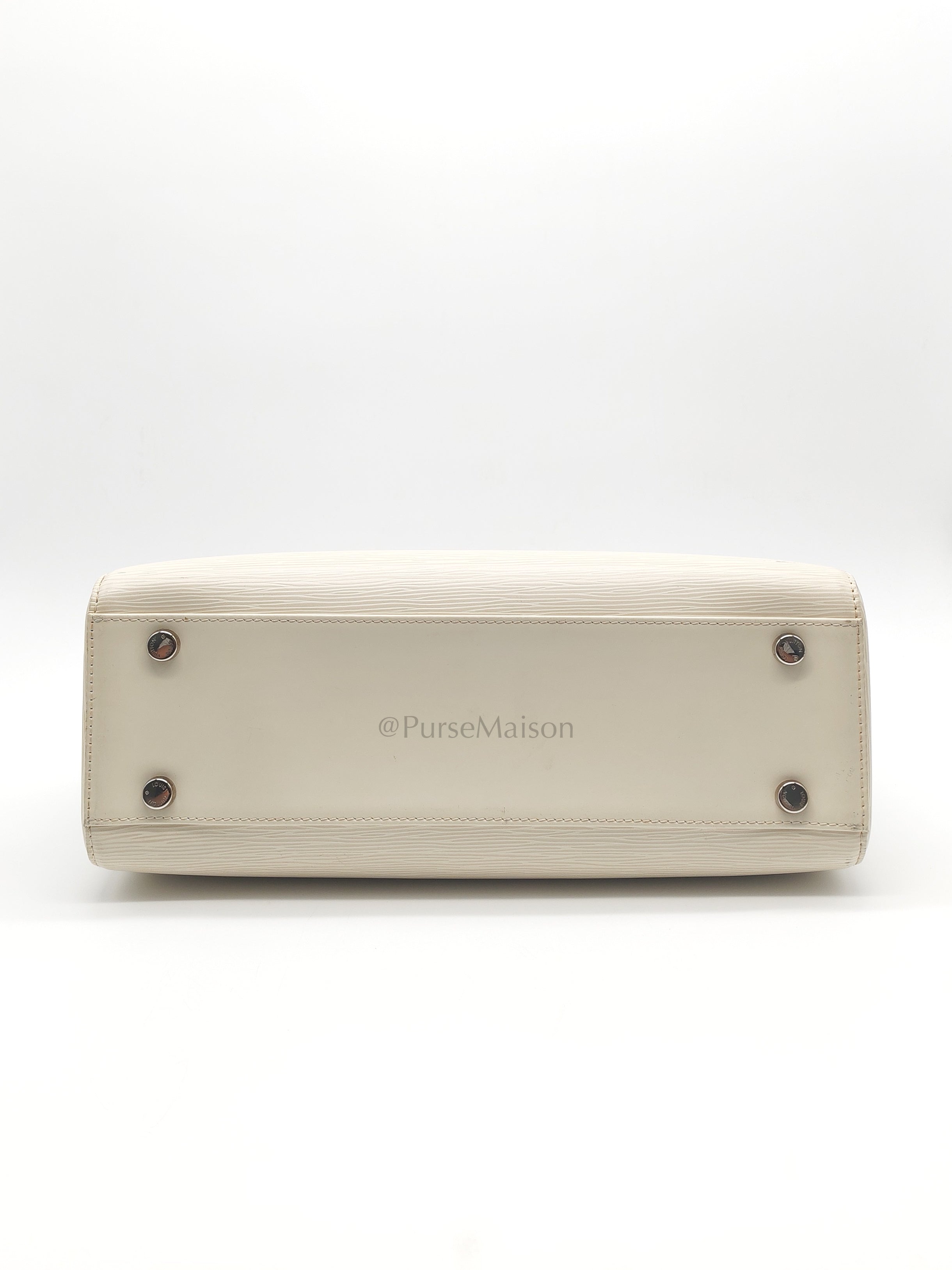 Brea GM in White Ivorie Epi Leather & Silver Hardware | Purse Maison Luxury Bags Shop