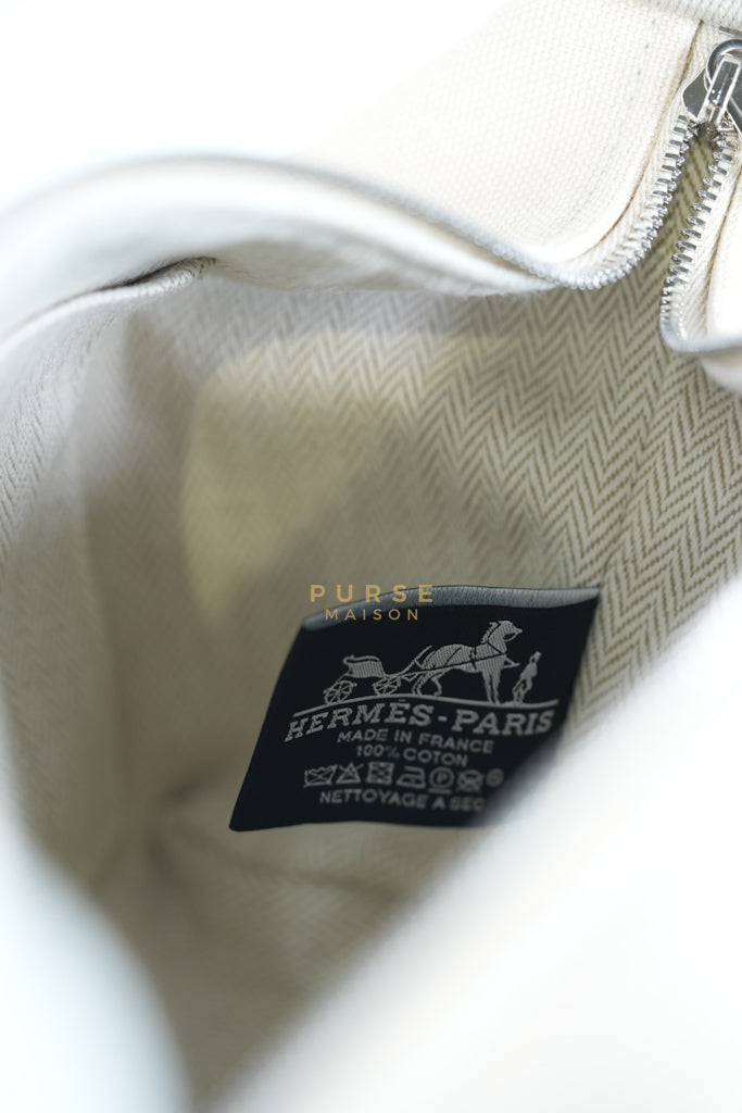 Bride A Brac PM Cosmetic Pouch in White/Cream Canvas and Palladium Hardware | Purse Maison Luxury Bags Shop