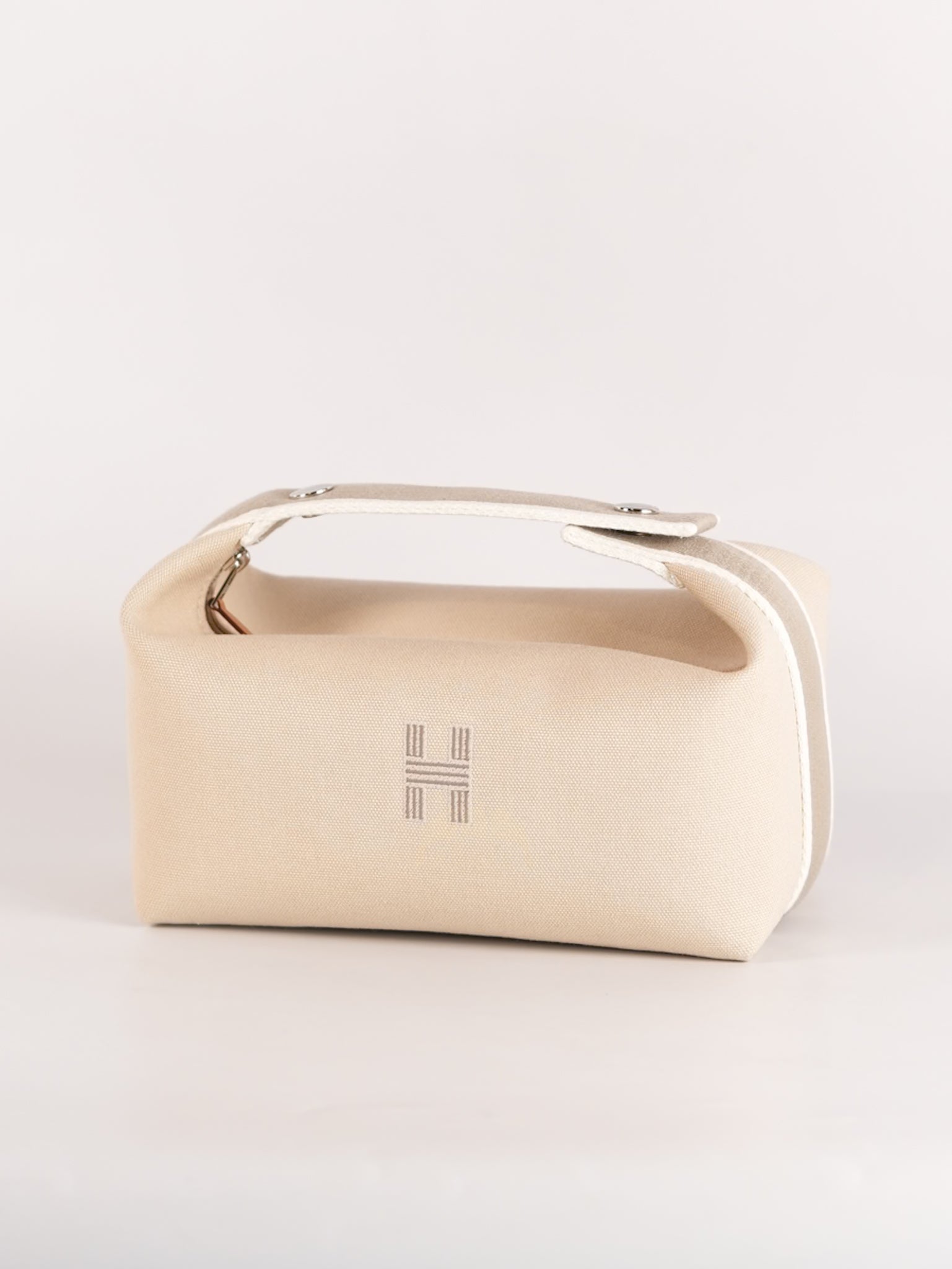 Bride A Brac PM Cosmetic Pouch in White/Cream Canvas and Palladium Hardware | Purse Maison Luxury Bags Shop