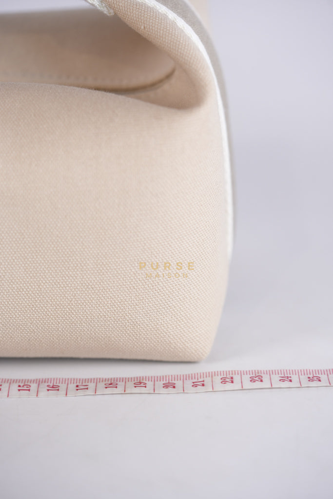 Bride A Brac PM Cosmetic Pouch in White/Cream Canvas and Palladium Hardware | Purse Maison Luxury Bags Shop