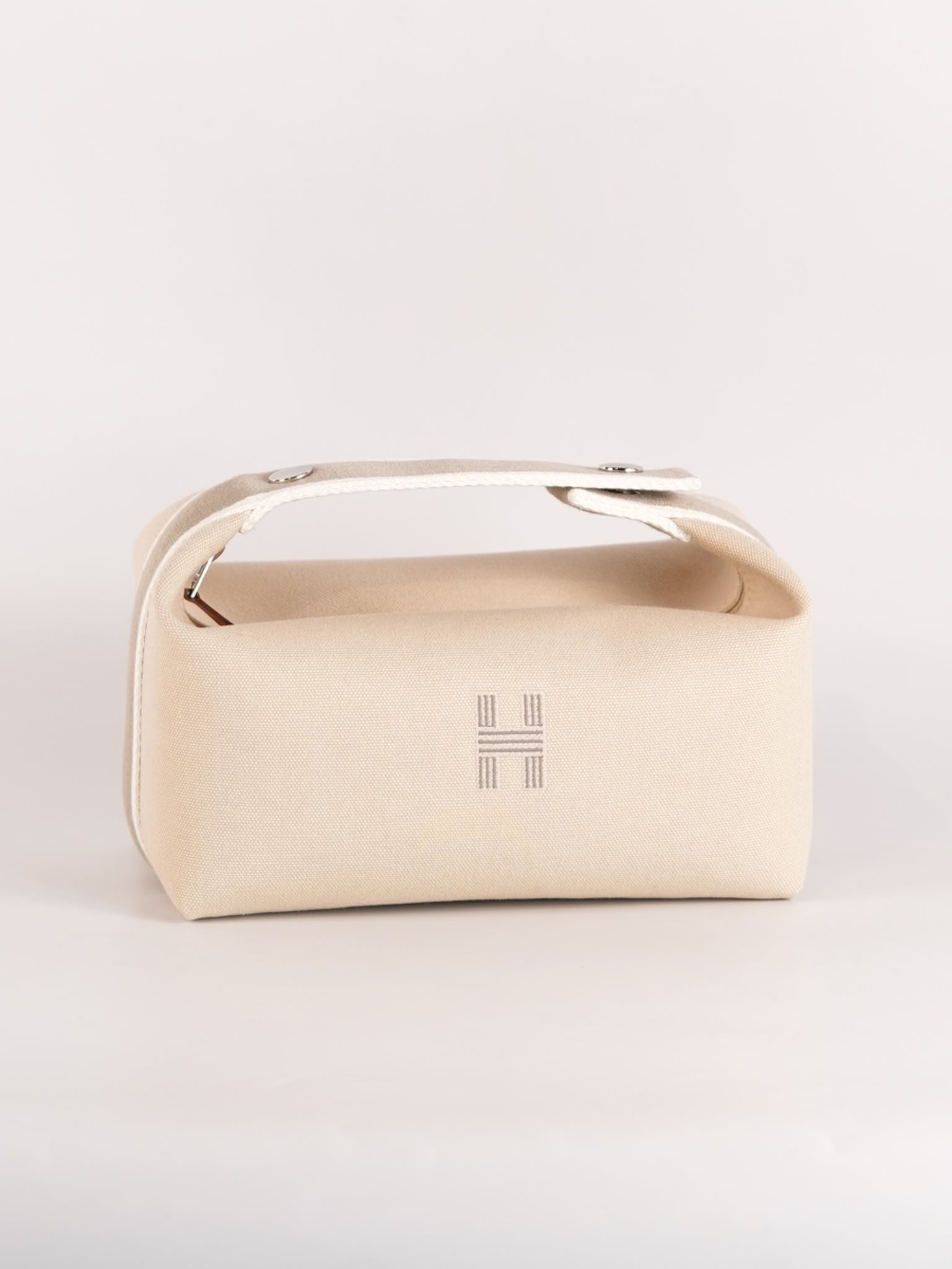 Bride A Brac PM Cosmetic Pouch in White/Cream Canvas and Palladium Hardware | Purse Maison Luxury Bags Shop