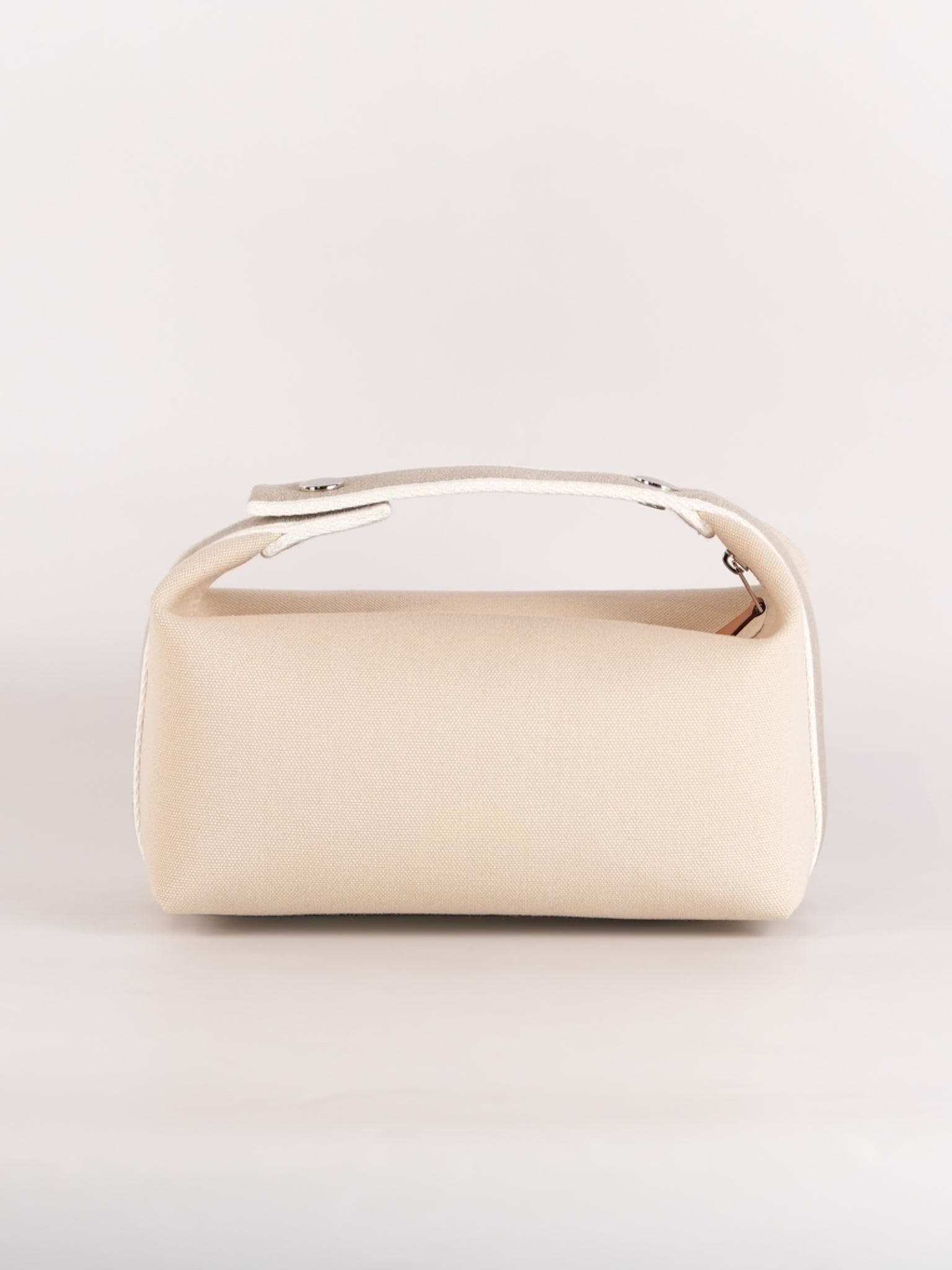 Bride A Brac PM Cosmetic Pouch in White/Cream Canvas and Palladium Hardware | Purse Maison Luxury Bags Shop