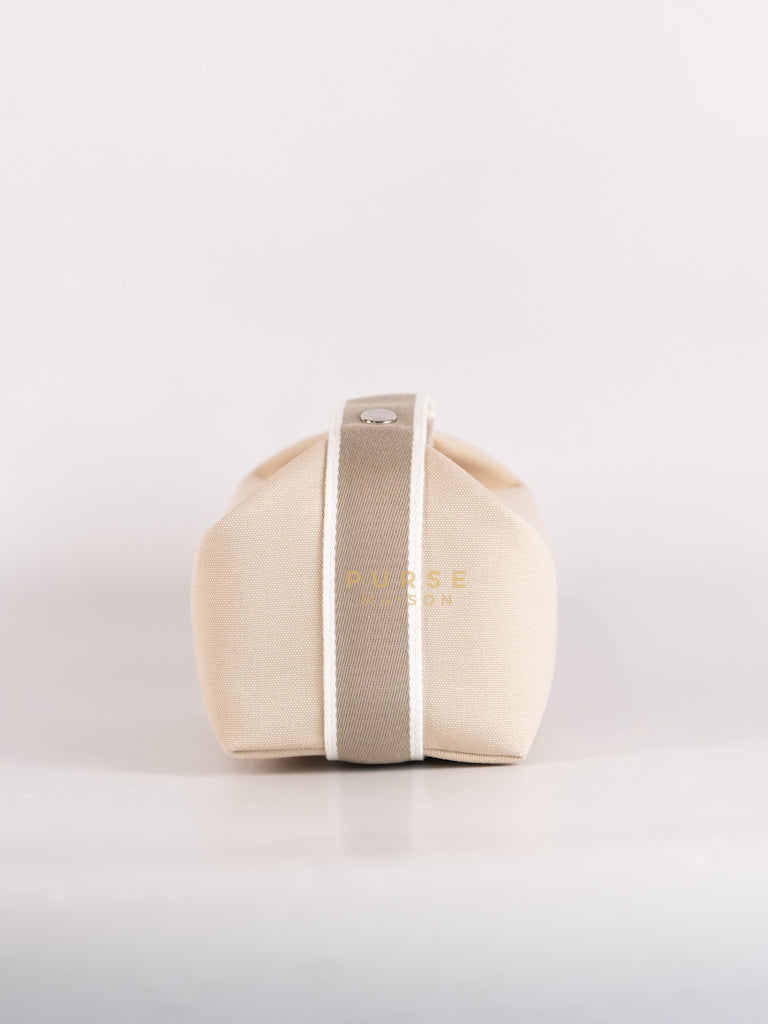 Bride A Brac PM Cosmetic Pouch in White/Cream Canvas and Palladium Hardware | Purse Maison Luxury Bags Shop