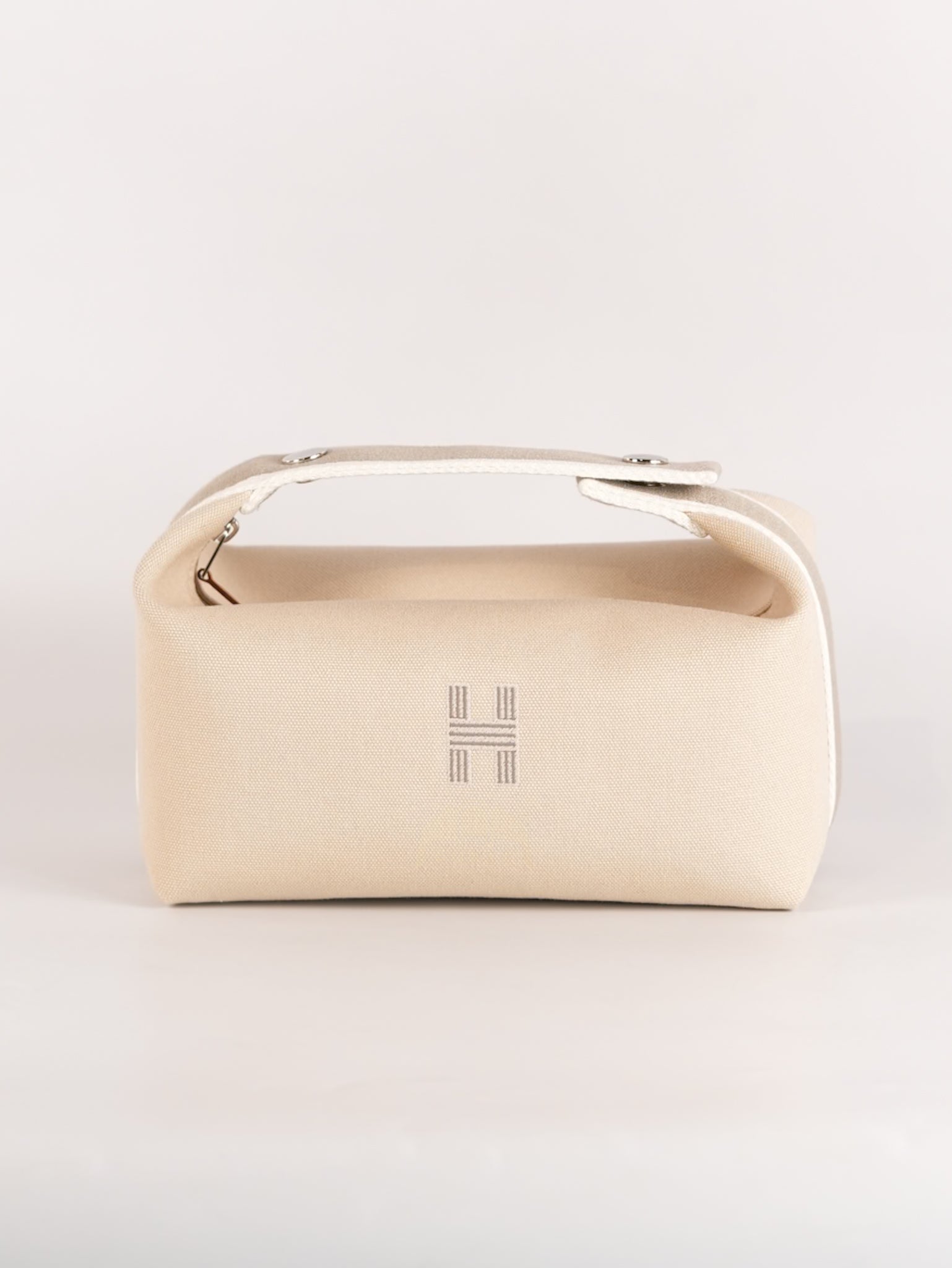 Bride A Brac PM Cosmetic Pouch in White/Cream Canvas and Palladium Hardware | Purse Maison Luxury Bags Shop