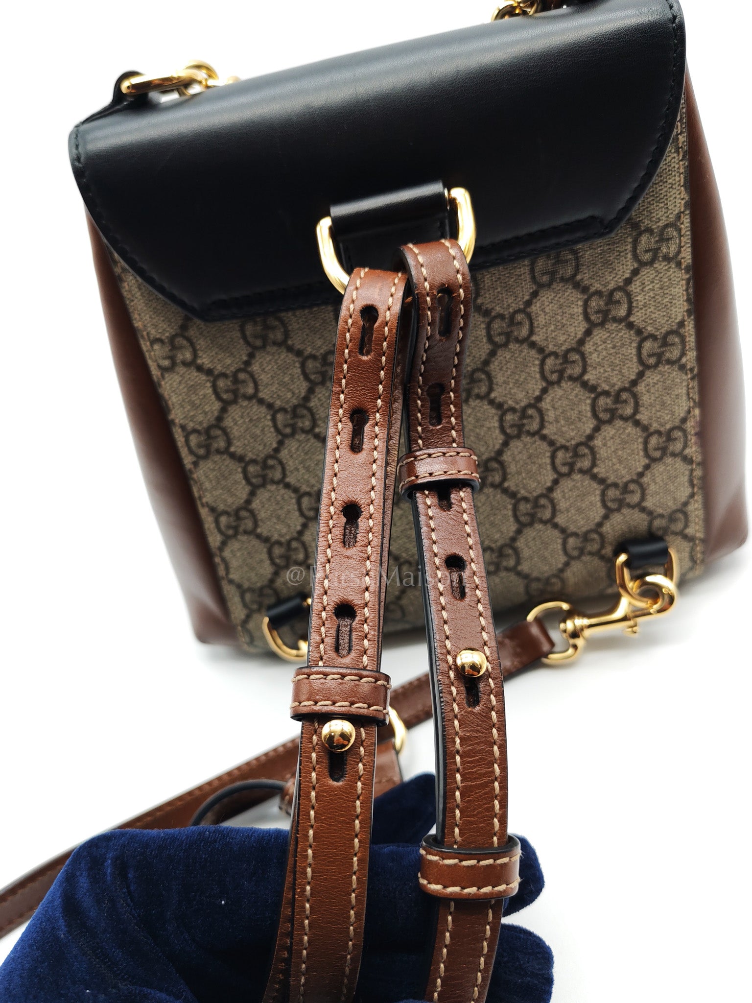 Padlock Mini Backpack in GG Supreme Canvas & Gold Hardware