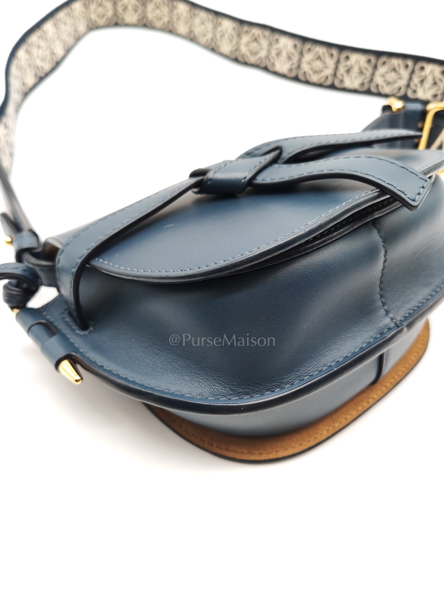 Bolso Gate Dual Bag Mini in Onyx Blue Smooth Calfskin Leather Crossbody Bag