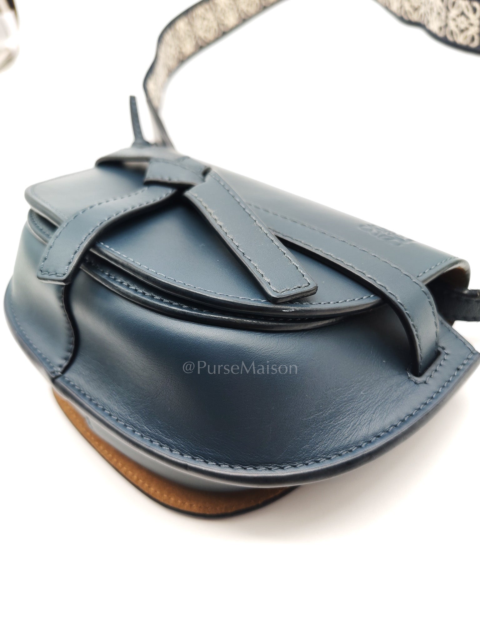 Bolso Gate Dual Bag Mini in Onyx Blue Smooth Calfskin Leather Crossbody Bag