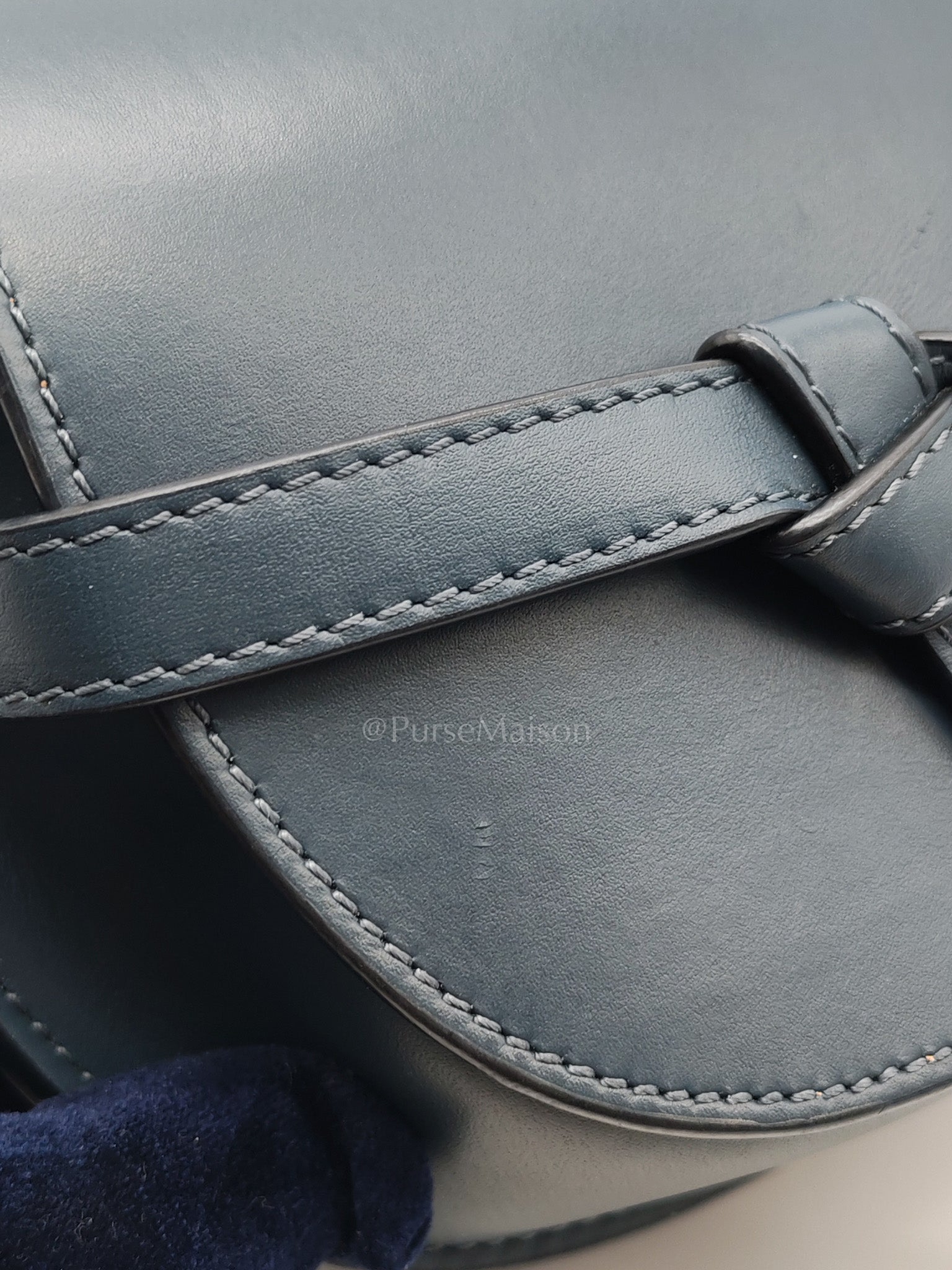 Bolso Gate Dual Bag Mini in Onyx Blue Smooth Calfskin Leather Crossbody Bag