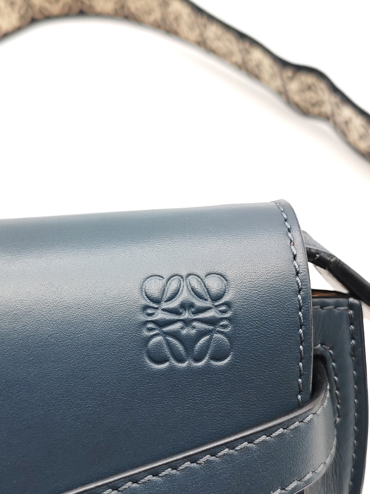 Bolso Gate Dual Bag Mini in Onyx Blue Smooth Calfskin Leather Crossbody Bag