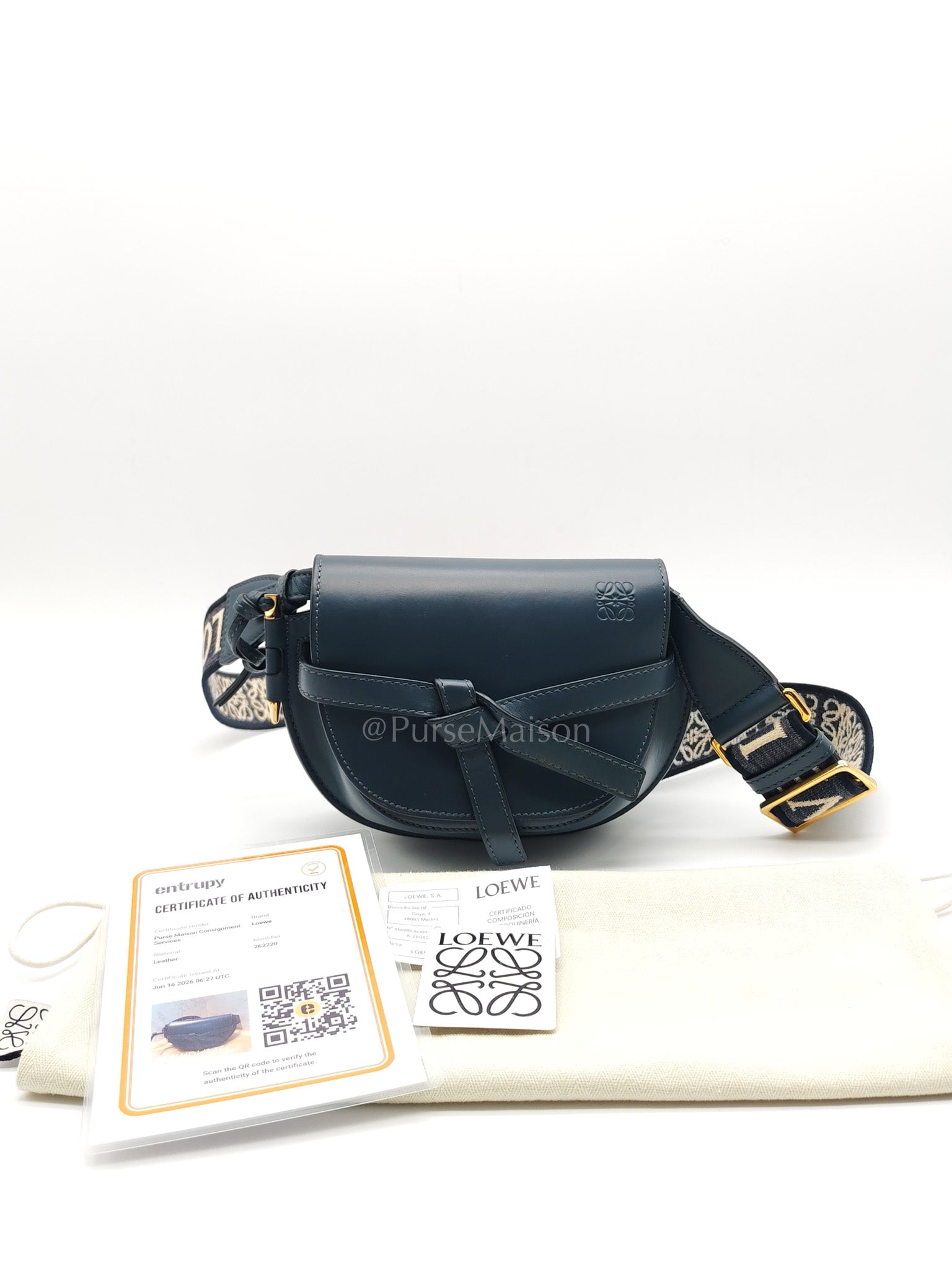 Bolso Gate Dual Bag Mini in Onyx Blue Smooth Calfskin Leather Crossbody Bag