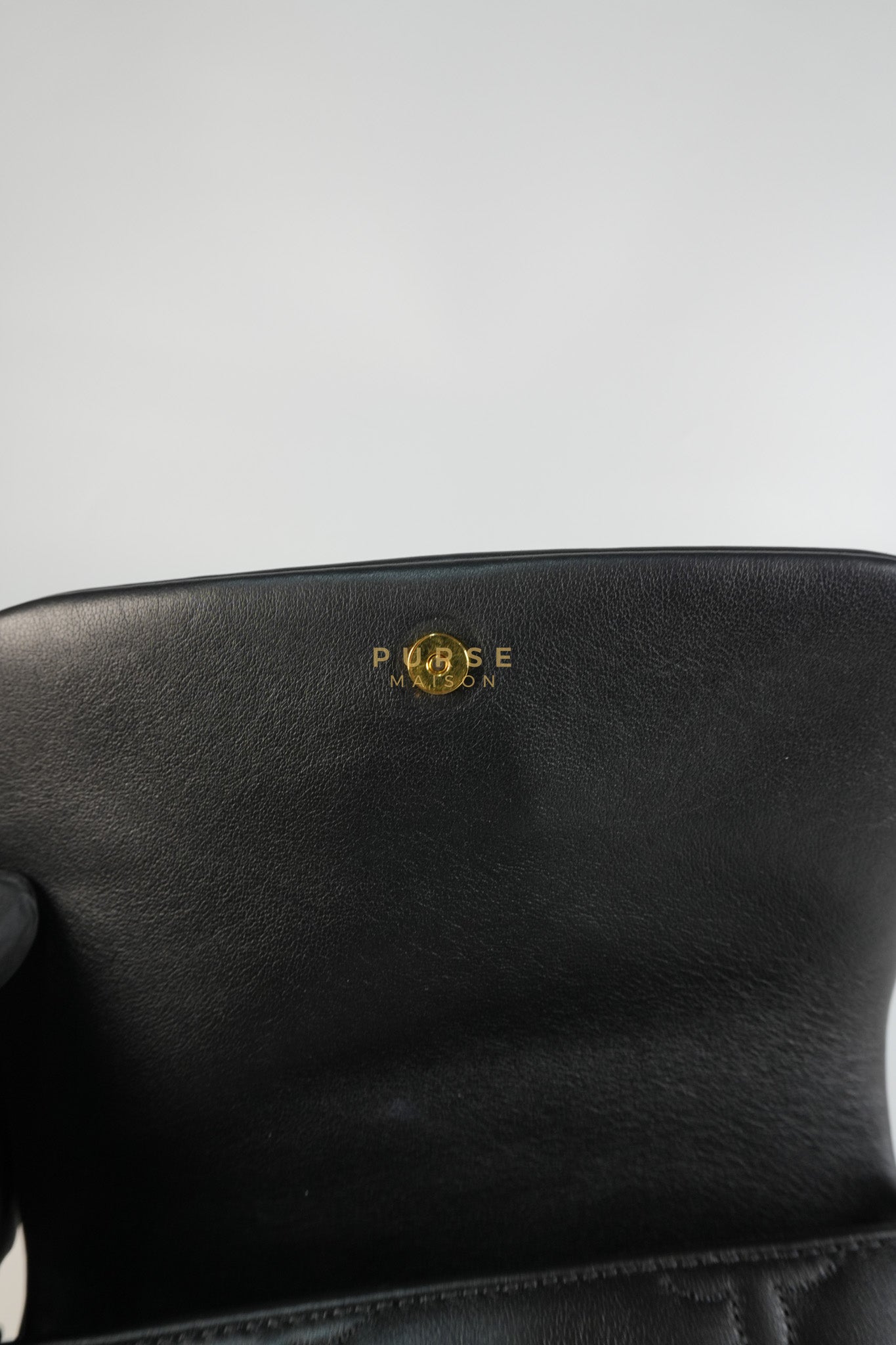 Bubble Gram Wallet on Strap 2Way Bag in Black Lambskin Leather & Gold Hardware | Purse Maison Luxury Bags Shop