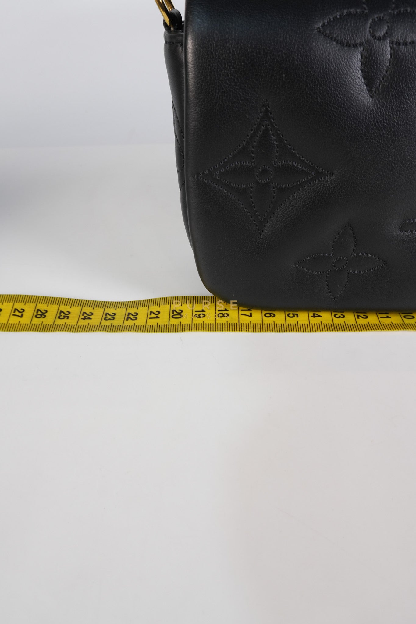 Bubble Gram Wallet on Strap 2Way Bag in Black Lambskin Leather & Gold Hardware | Purse Maison Luxury Bags Shop