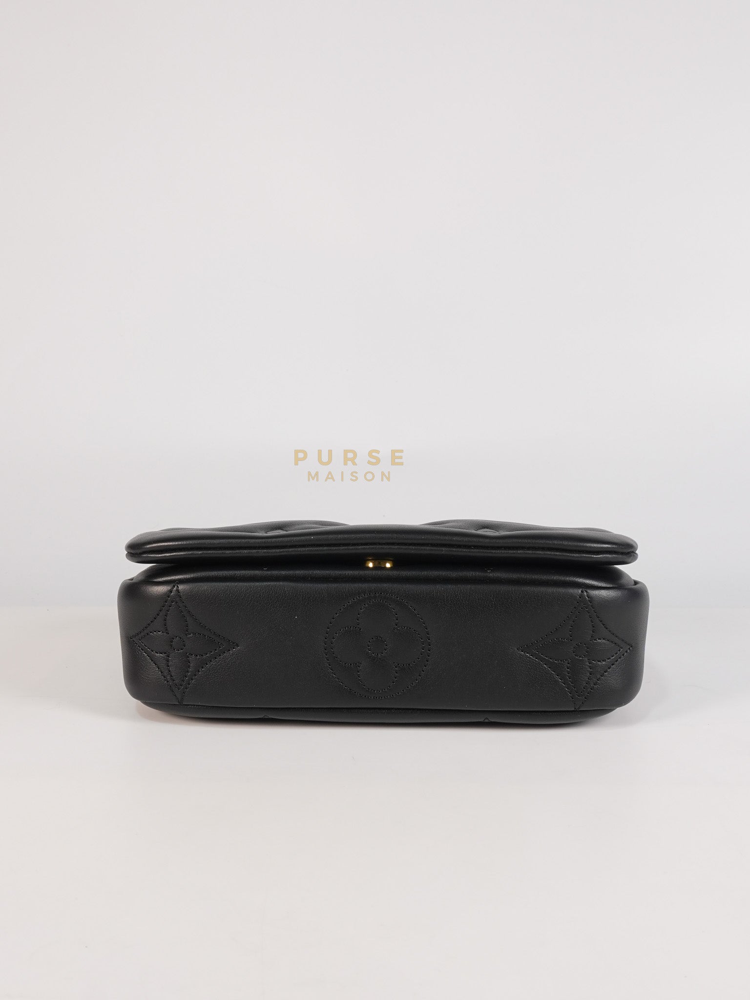 Bubble Gram Wallet on Strap 2Way Bag in Black Lambskin Leather & Gold Hardware | Purse Maison Luxury Bags Shop