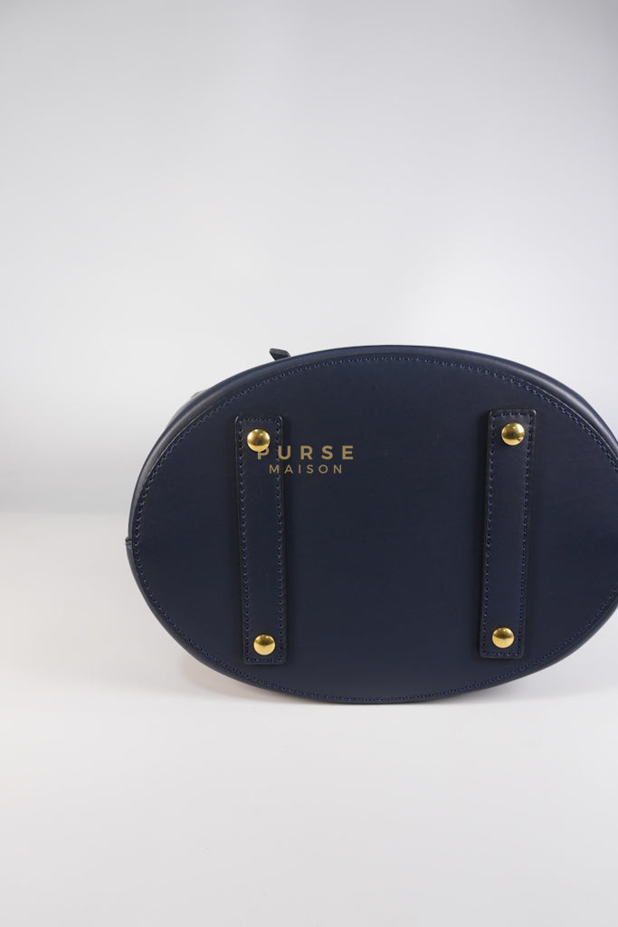 Bucket Bag Large in Navy Blue Leather | Purse Maison Luxury Bags Shop