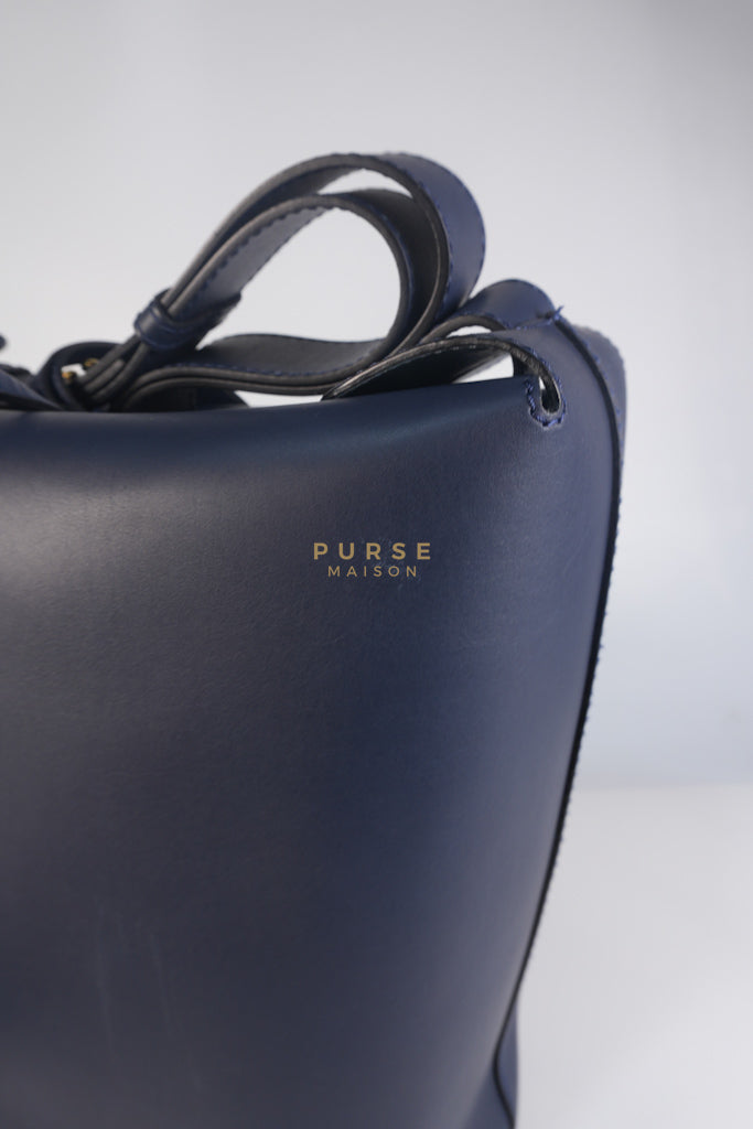 Bucket Bag Large in Navy Blue Leather | Purse Maison Luxury Bags Shop