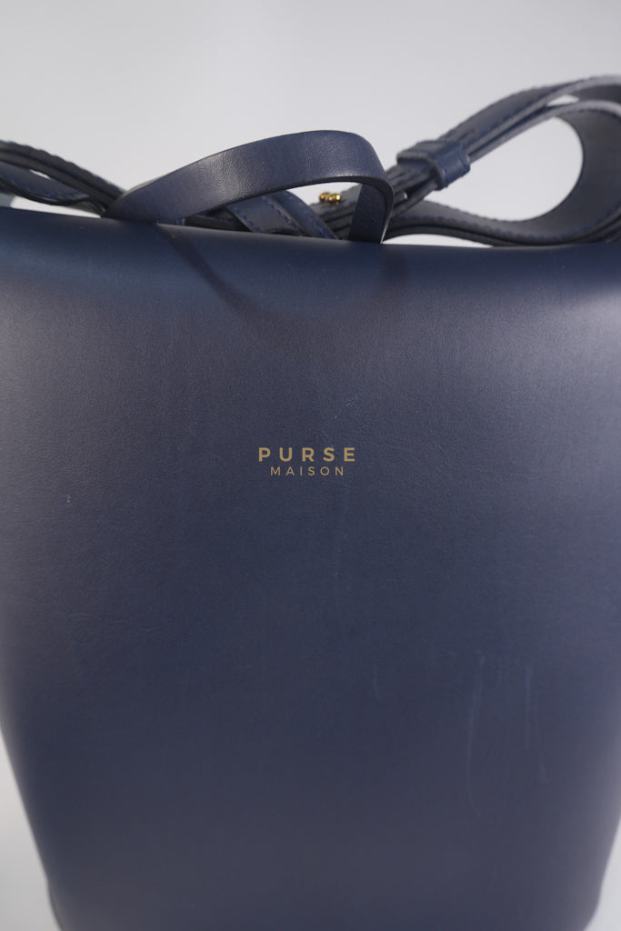 Bucket Bag Large in Navy Blue Leather | Purse Maison Luxury Bags Shop