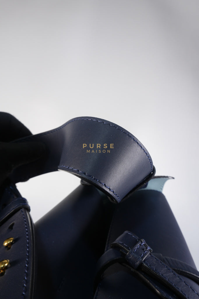 Bucket Bag Large in Navy Blue Leather | Purse Maison Luxury Bags Shop