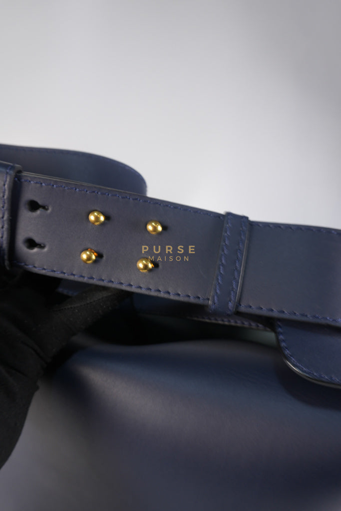 Bucket Bag Large in Navy Blue Leather | Purse Maison Luxury Bags Shop