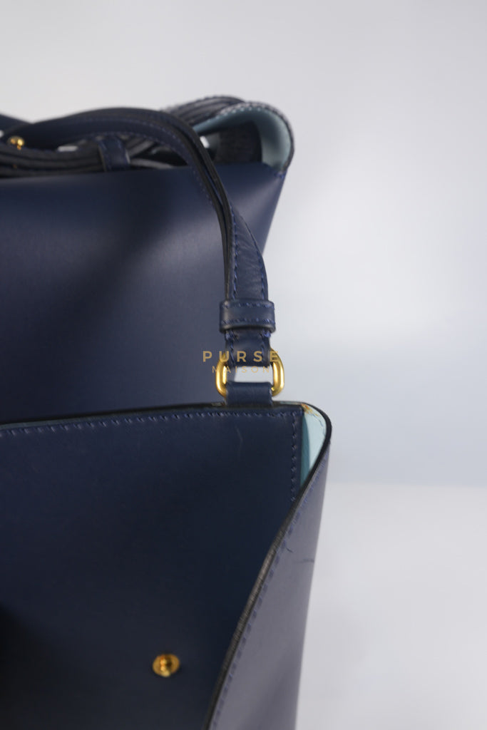Bucket Bag Large in Navy Blue Leather | Purse Maison Luxury Bags Shop