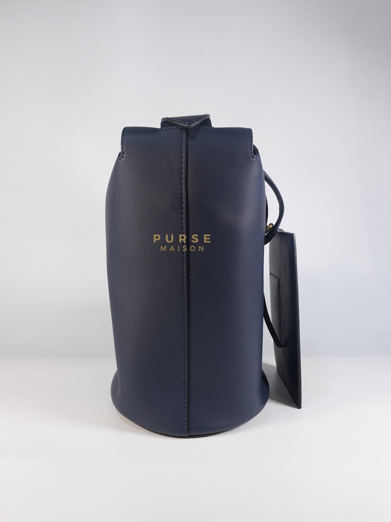 Bucket Bag Large in Navy Blue Leather | Purse Maison Luxury Bags Shop