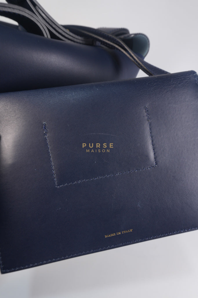 Bucket Bag Large in Navy Blue Leather | Purse Maison Luxury Bags Shop