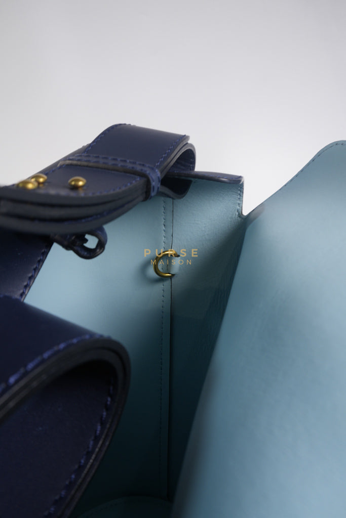 Bucket Bag Large in Navy Blue Leather | Purse Maison Luxury Bags Shop