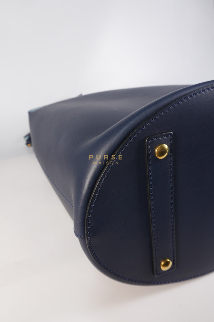 Bucket Bag Large in Navy Blue Leather | Purse Maison Luxury Bags Shop