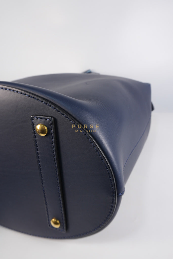 Bucket Bag Large in Navy Blue Leather | Purse Maison Luxury Bags Shop