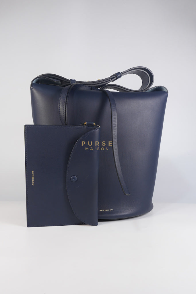 Bucket Bag Large in Navy Blue Leather | Purse Maison Luxury Bags Shop