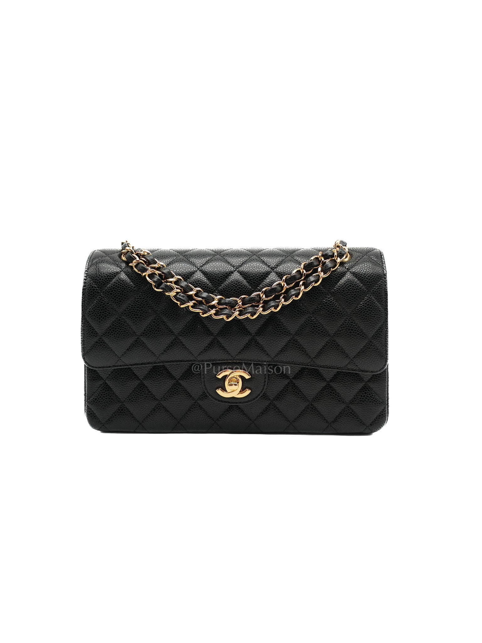 Chanel Classic Double Flap Medium in Black Caviar Leather Gold Hardware (Series 30)