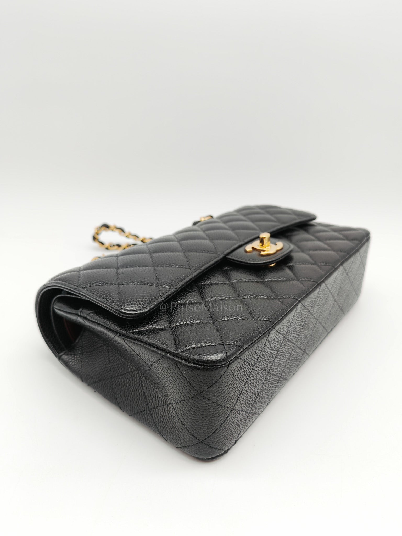 Chanel Classic Double Flap Medium in Black Caviar Leather Gold Hardware (Series 30)